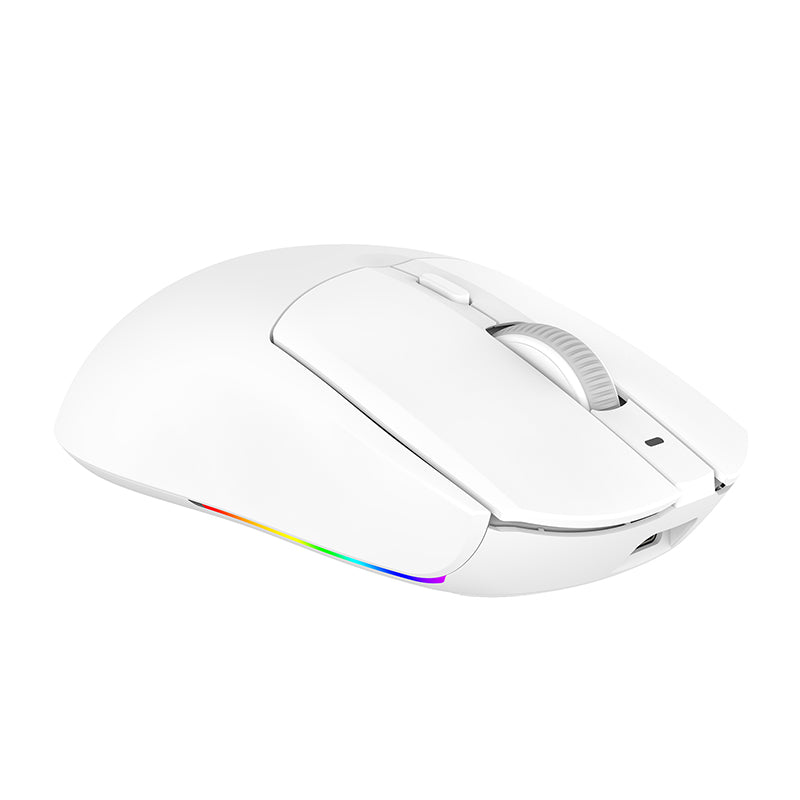 Tri-mode wireless mouse with 12000 DPI and charging base