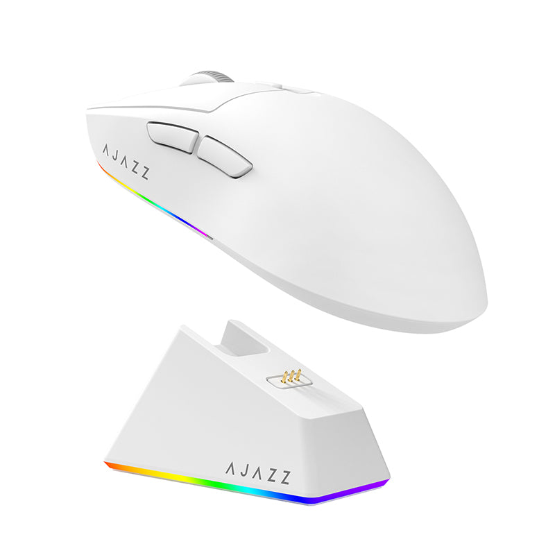 Tri-mode wireless mouse with 12000 DPI and charging base