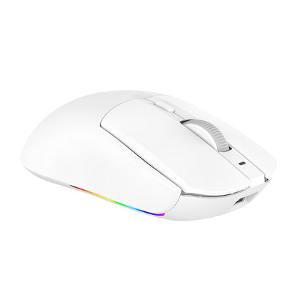 Tri-mode wireless mouse with 12000 DPI and charging base