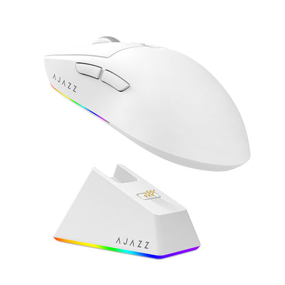 Tri-mode wireless mouse with 12000 DPI and charging base