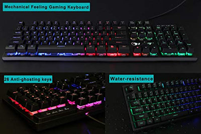 Rainbow LED Backlit Keyboard for Desktop, Computer, PC