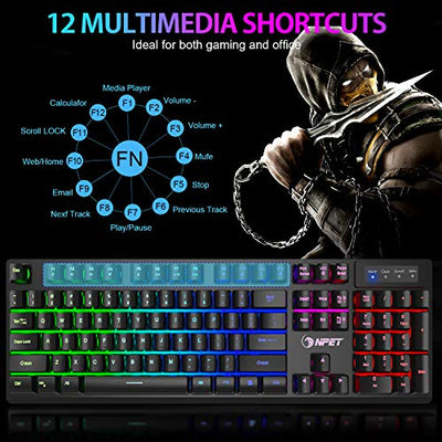 Rainbow LED Backlit Keyboard for Desktop, Computer, PC