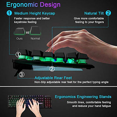 Rainbow LED Backlit Keyboard for Desktop, Computer, PC