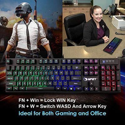 Rainbow LED Backlit Keyboard for Desktop, Computer, PC