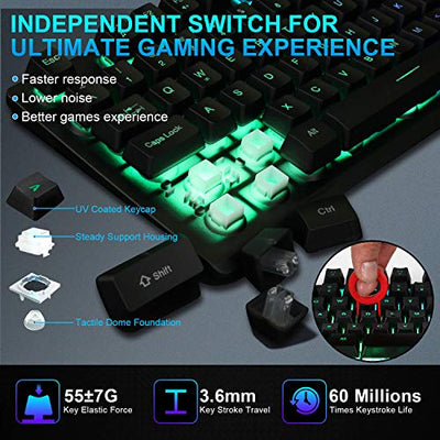 Rainbow LED Backlit Keyboard for Desktop, Computer, PC