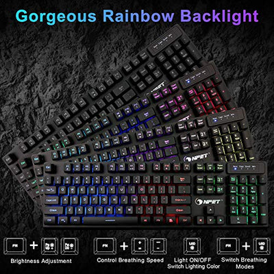 Rainbow LED Backlit Keyboard for Desktop, Computer, PC