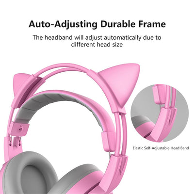 Limited Edition Pink Cat Ear Over-ear Wired Gaming Headset with Microphone For PS4 Xbox