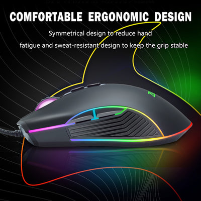 RGB Wired Gaming Optical Mouse with Adjustable DPI with Backlight
