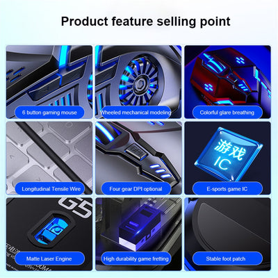 Colorful Luminous USB Wired Gaming Mouse 6 Button