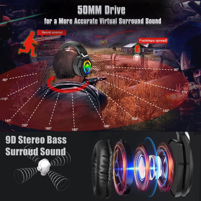 7.1 Bass Stereo RGB Gaming Headphones with Microphone For PS4 PlayStation 5