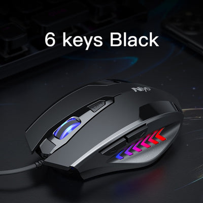 6 Buttons Professional LED USB Wired Gaming Optical Mouse Adjustable 2400DPI